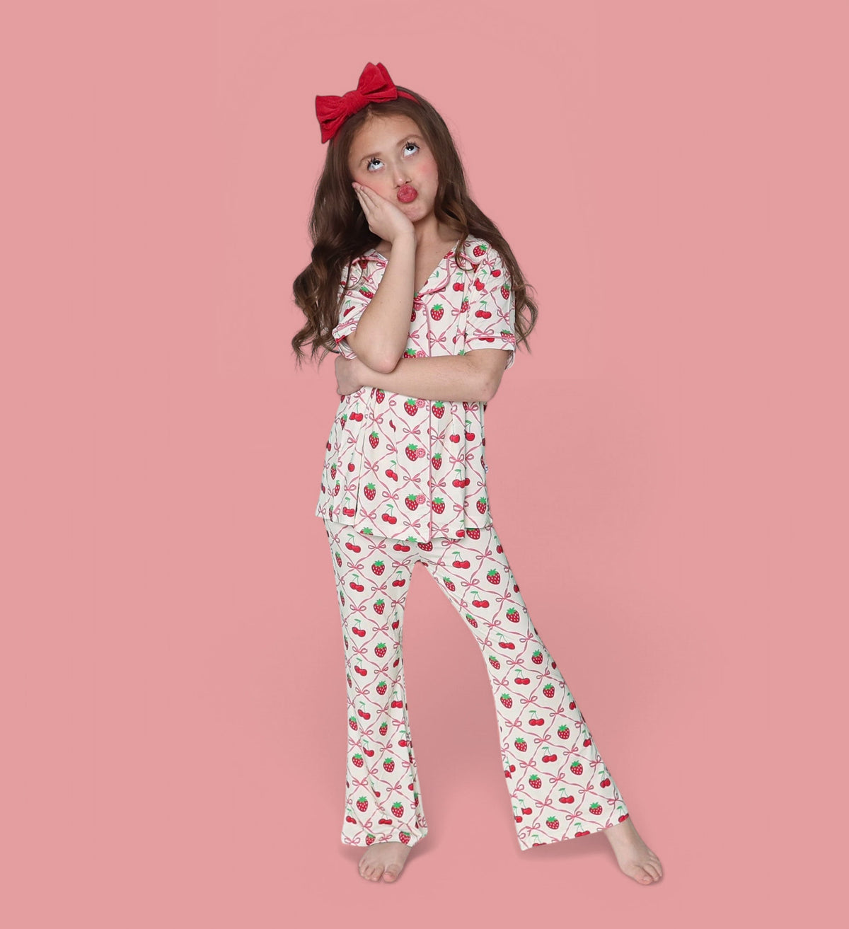 DREAM BIG LITTLE CO Cherry Bow Berry Dream Girls Flare Set For Baby Toddler OutfitEveretts Place