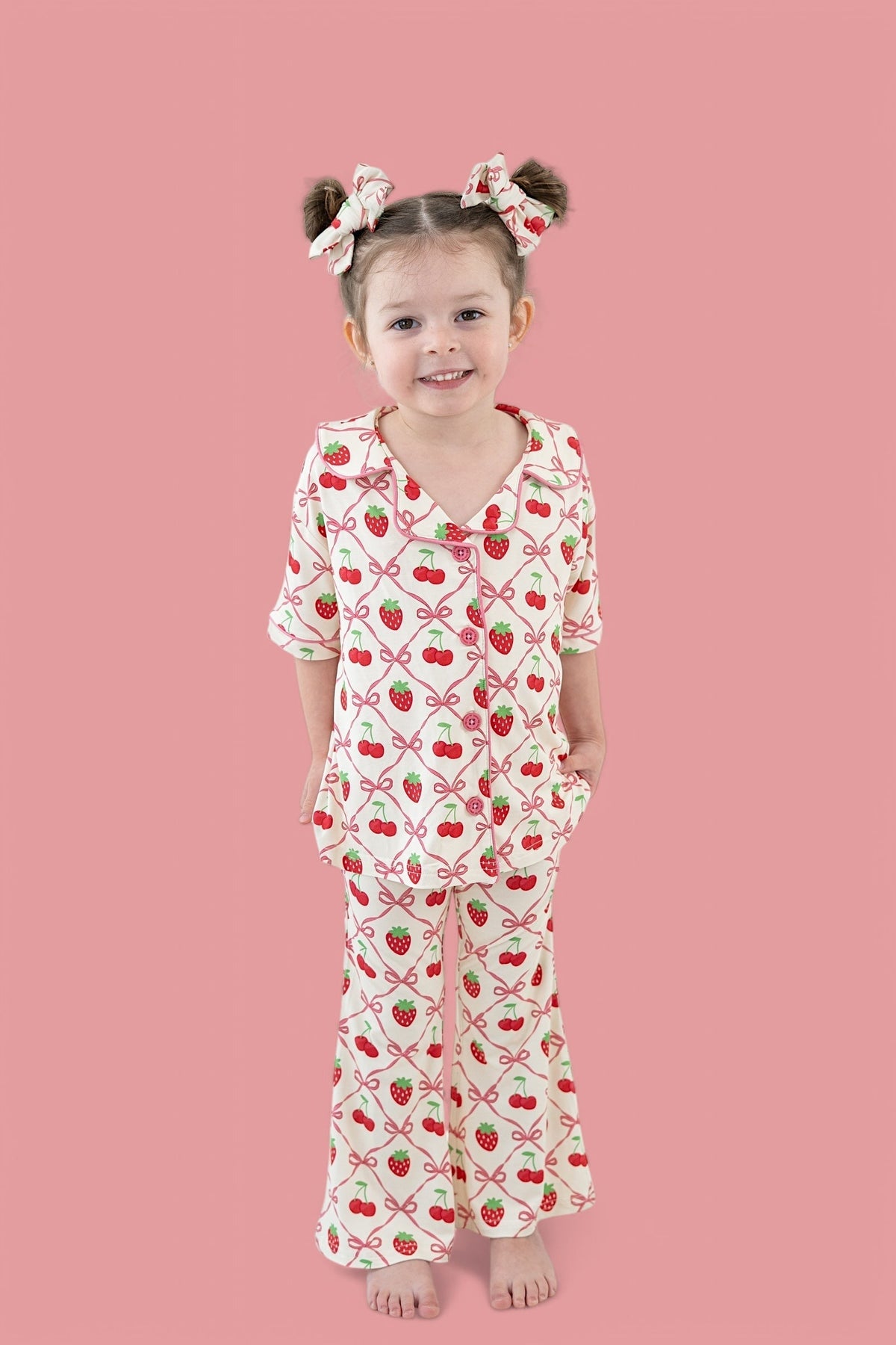 DREAM BIG LITTLE CO Cherry Bow Berry Dream Girls Flare Set For Baby Toddler OutfitEveretts Place