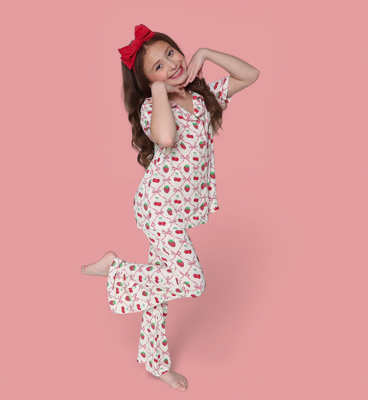 DREAM BIG LITTLE CO Cherry Bow Berry Dream Girls Flare Set For Baby Toddler OutfitEveretts Place