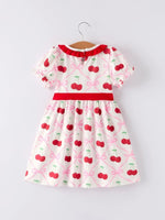Rylee Faith Designs Cherry Bow Girls Dress with Vibrant Cherry Print and Adorable Bow Detail - Everetts Place Boutique - 