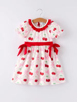 Rylee Faith Designs Cherry Bow Girls Dress with Vibrant Cherry Print and Adorable Bow Detail - Everetts Place Boutique - 