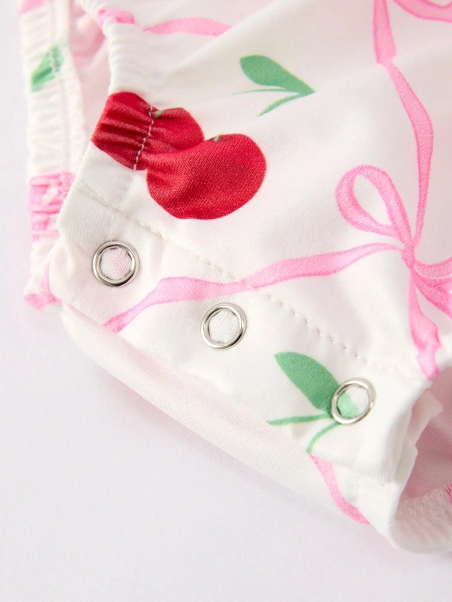 Rylee Faith Designs Cherry Bow Girls Romper Stylish and Comfortable Playwear - Everetts Place Boutique - 