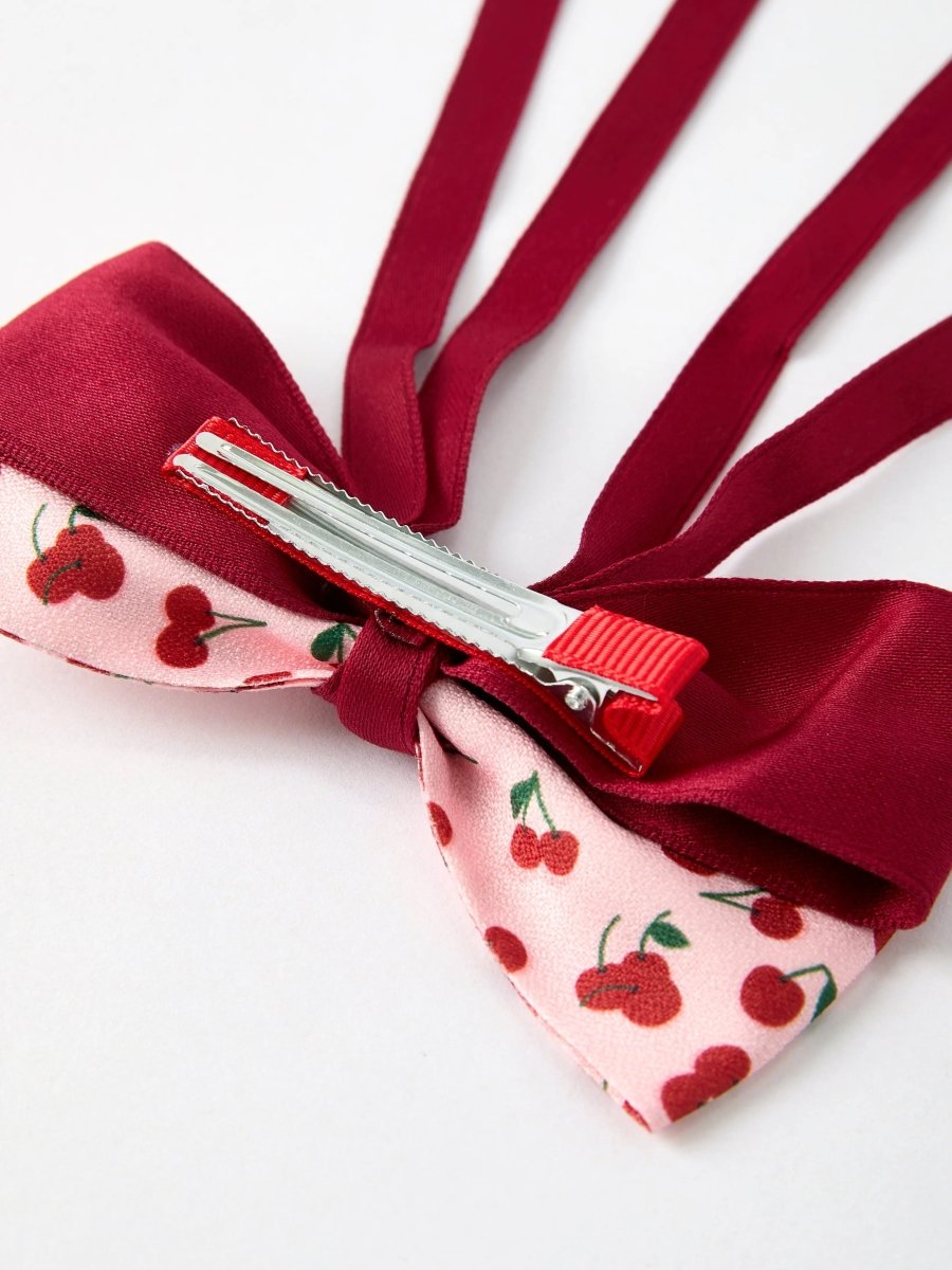 Rylee Faith Designs Cherry Bow Ribbon 4.5 Inch Hairpin - Everetts Place Boutique - 