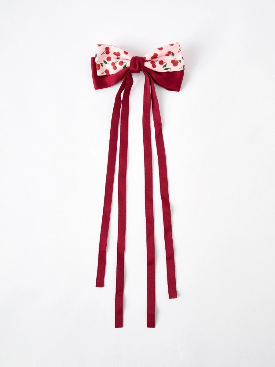 Rylee Faith Designs Cherry Bow Ribbon 4.5 Inch Hairpin - Everetts Place Boutique - 
