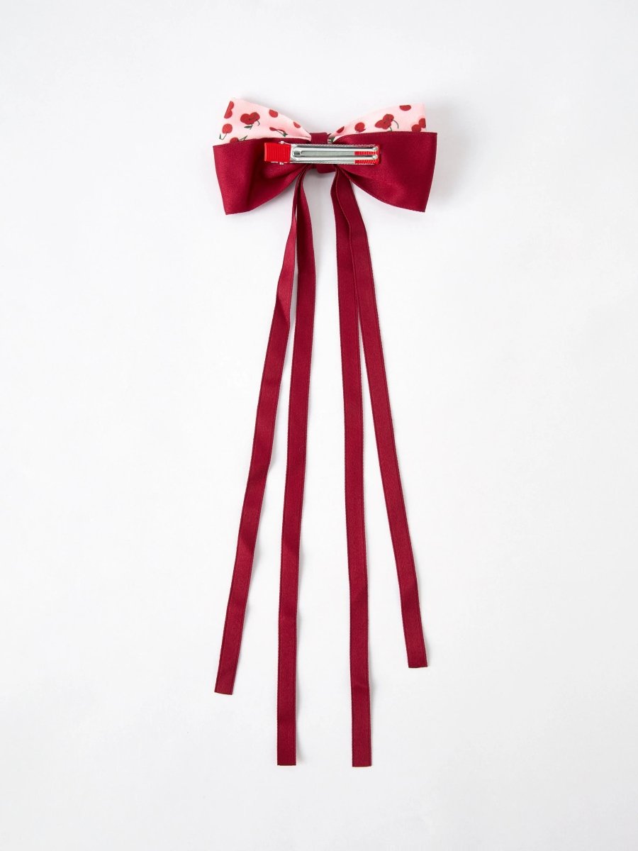 Rylee Faith Designs Cherry Bow Ribbon 4.5 Inch Hairpin - Everetts Place Boutique - 