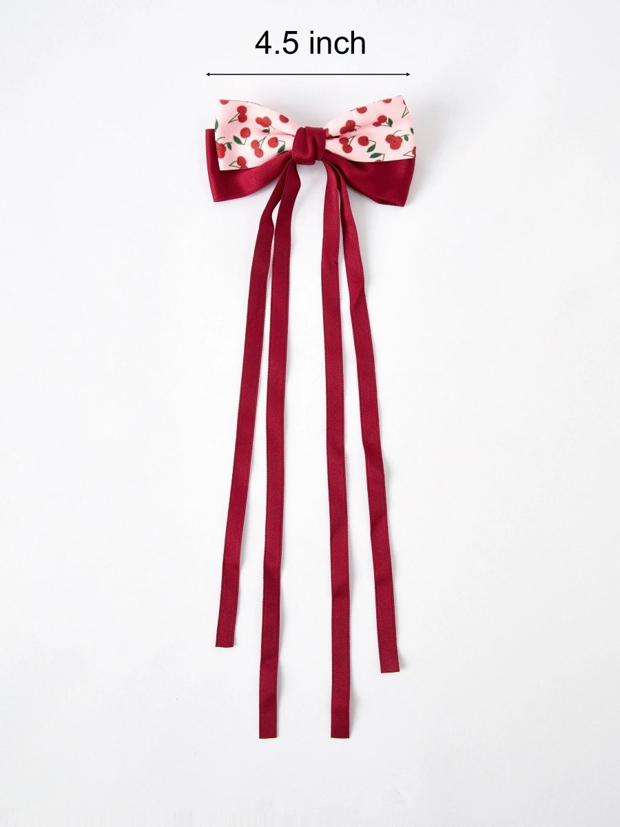 Rylee Faith Designs Cherry Bow Ribbon 4.5 Inch Hairpin - Everetts Place Boutique - 