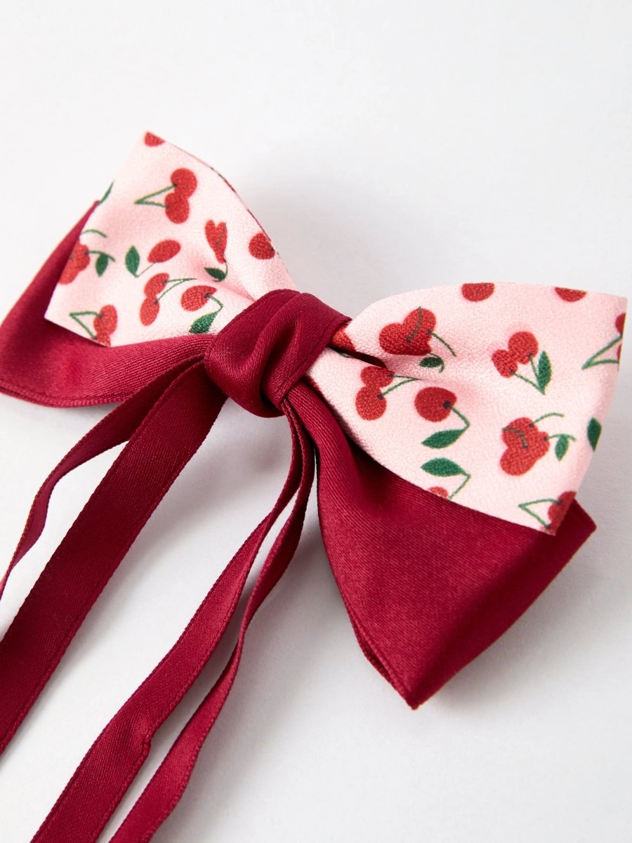 Rylee Faith Designs Cherry Bow Ribbon 4.5 Inch Hairpin - Everetts Place Boutique - 