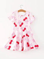 Rylee Faith Designs Cherry Pattern Vibrant Girls Dress for Fun Occasions - Everetts Place Boutique - 
