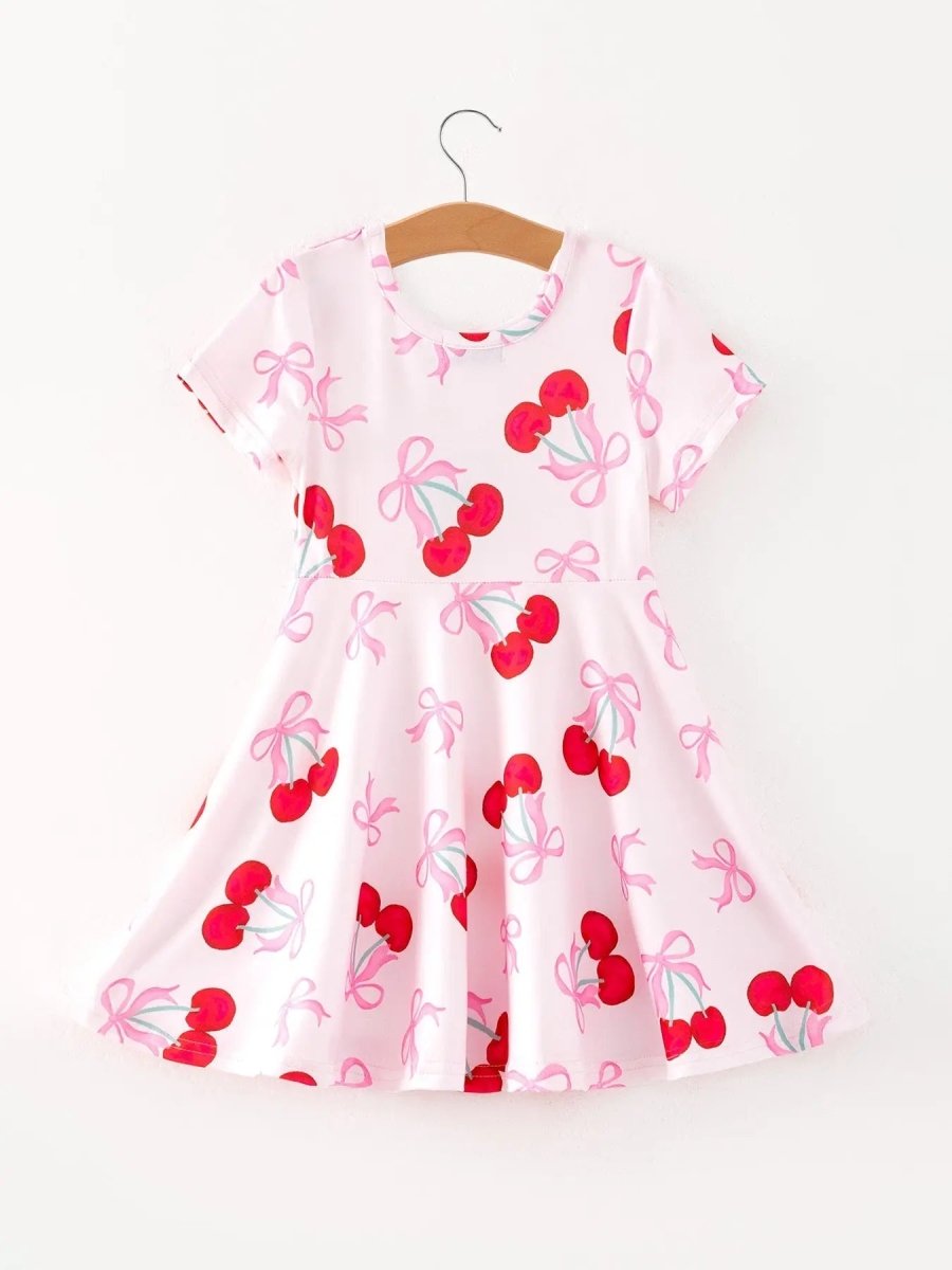 Rylee Faith Designs Cherry Pattern Vibrant Girls Dress for Fun Occasions - Everetts Place Boutique - 