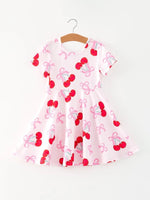 Rylee Faith Designs Cherry Pattern Vibrant Girls Dress for Fun Occasions - Everetts Place Boutique - 
