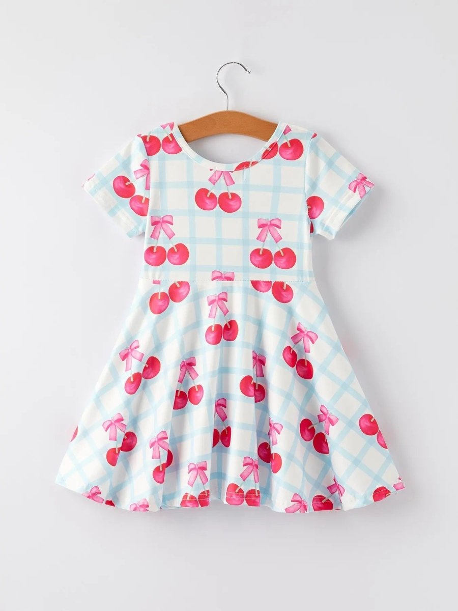 Rylee Faith Designs Cherry Plaid Girls Dress - Everetts Place Boutique - 