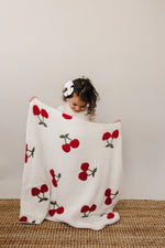 Mebie Baby Cherry Plush Blanket For Family Soft Lightweight Breathable Three Sizes - 
