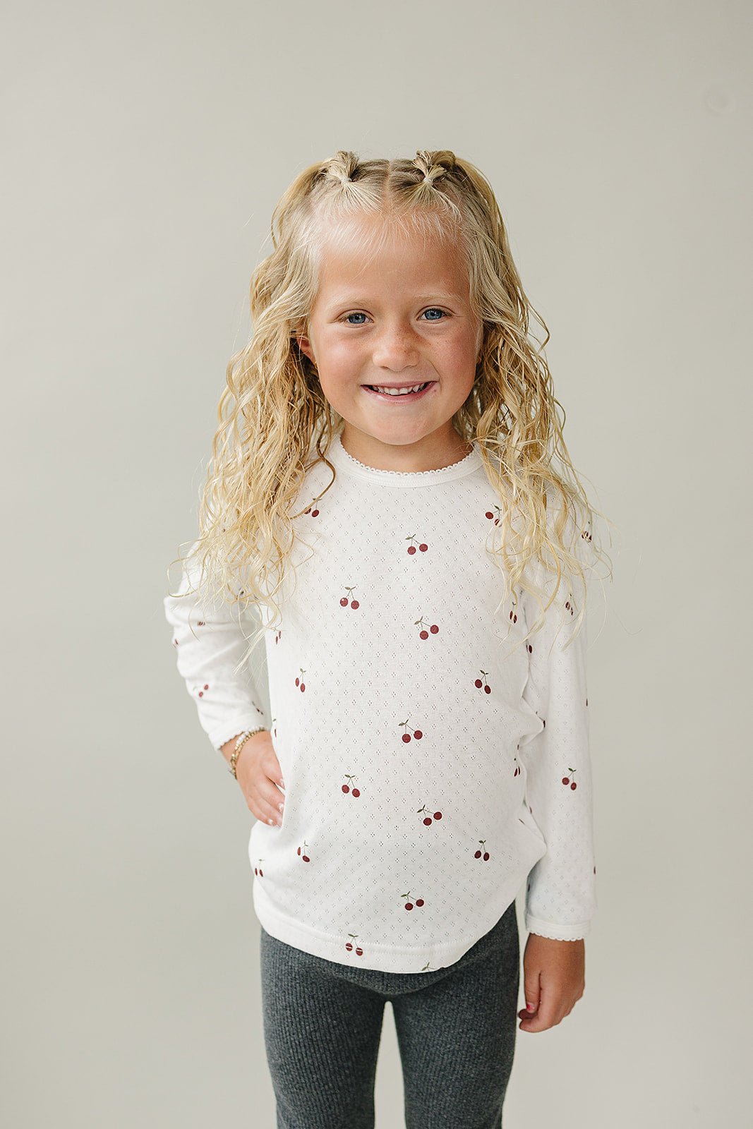 Mebie Baby Cherry Pointelle Long Sleeve Tee For Baby By Mebie Baby - 