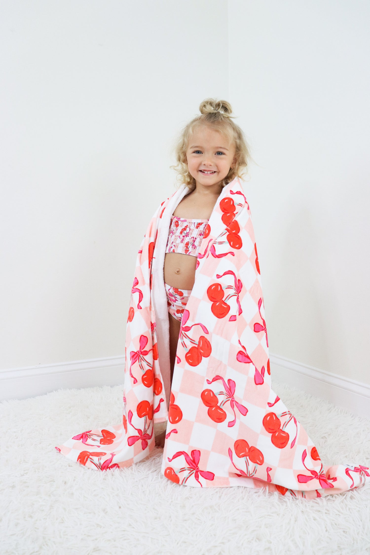 DREAM BIG LITTLE CO Cherry Sweet Checkers Dream Towel 31.5 By 63 Inch Cotton Beach TowelEveretts Place