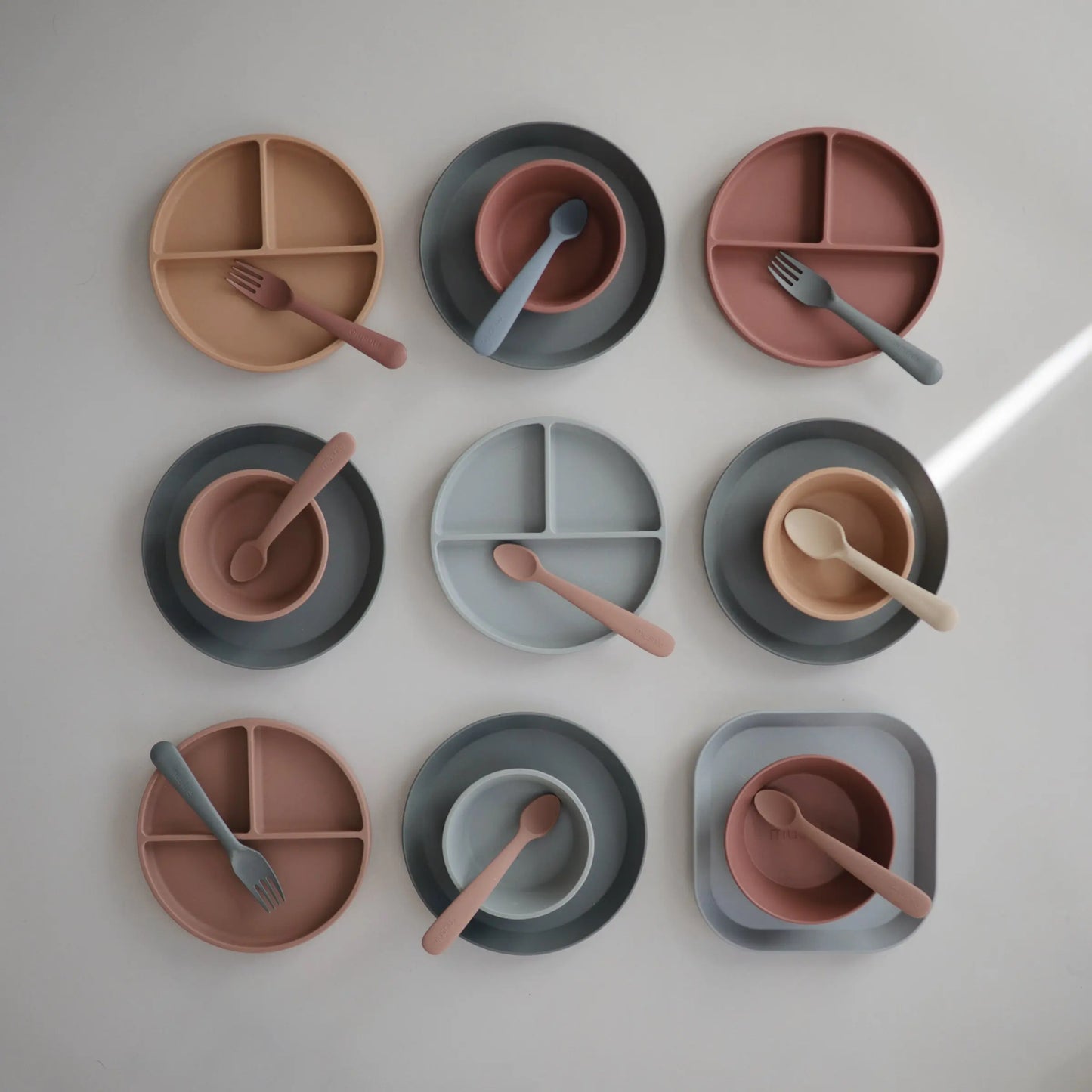Square Dinnerware Plates for Babies BPA-Free Plastic Microwave and Dishwasher Safe Made in Denmark Mushie