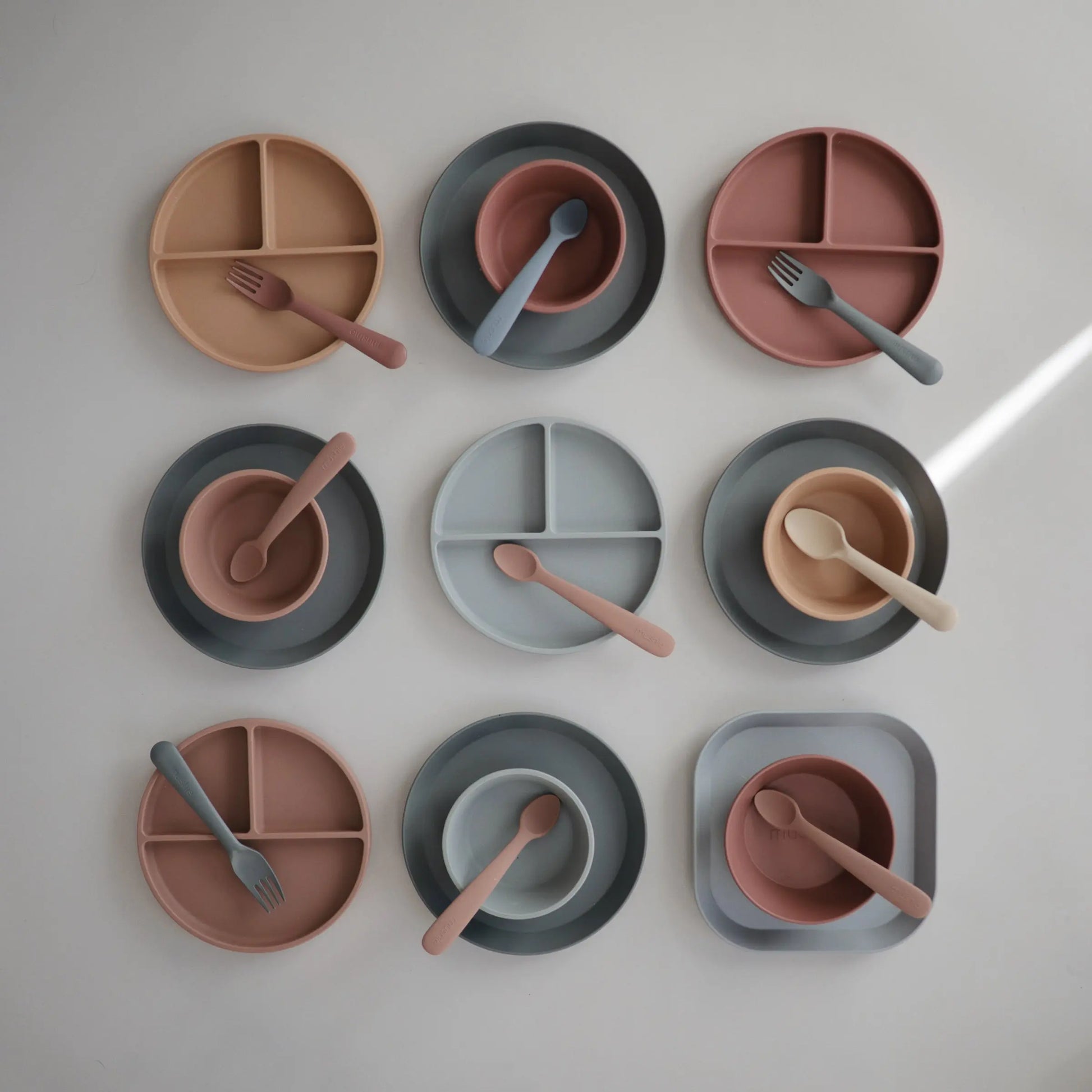 Square Dinnerware Plates for Babies BPA-Free Plastic Microwave and Dishwasher Safe Made in Denmark Mushie