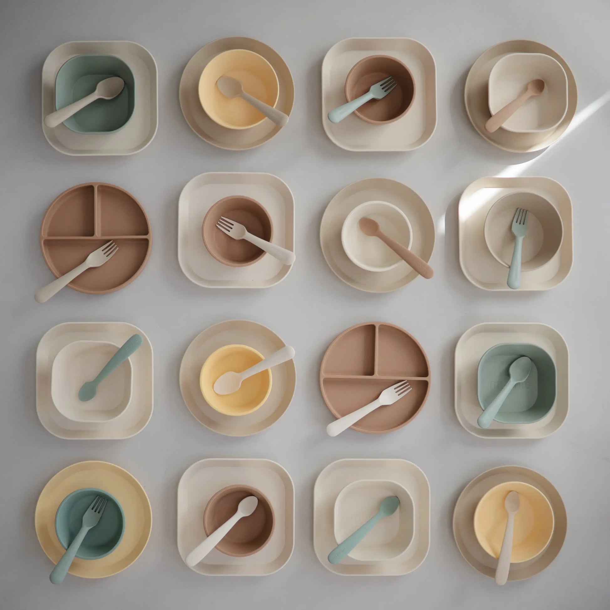 Square Dinnerware Plates for Babies BPA-Free Plastic Microwave and Dishwasher Safe Made in Denmark Mushie