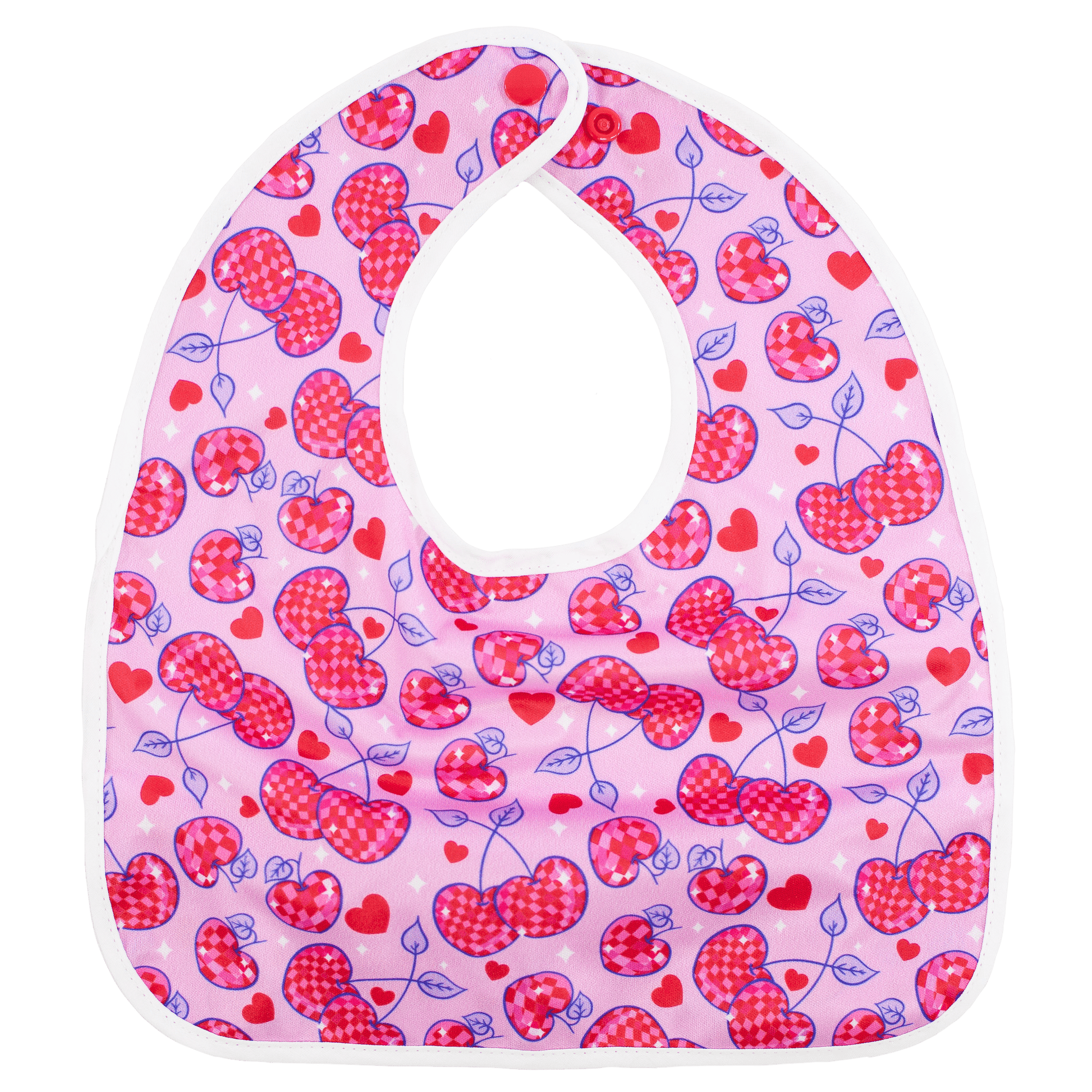 Cherrylicious Flip Bib With Pocket For Food And Drool Machine Washable Water Resistant Texas Tushies