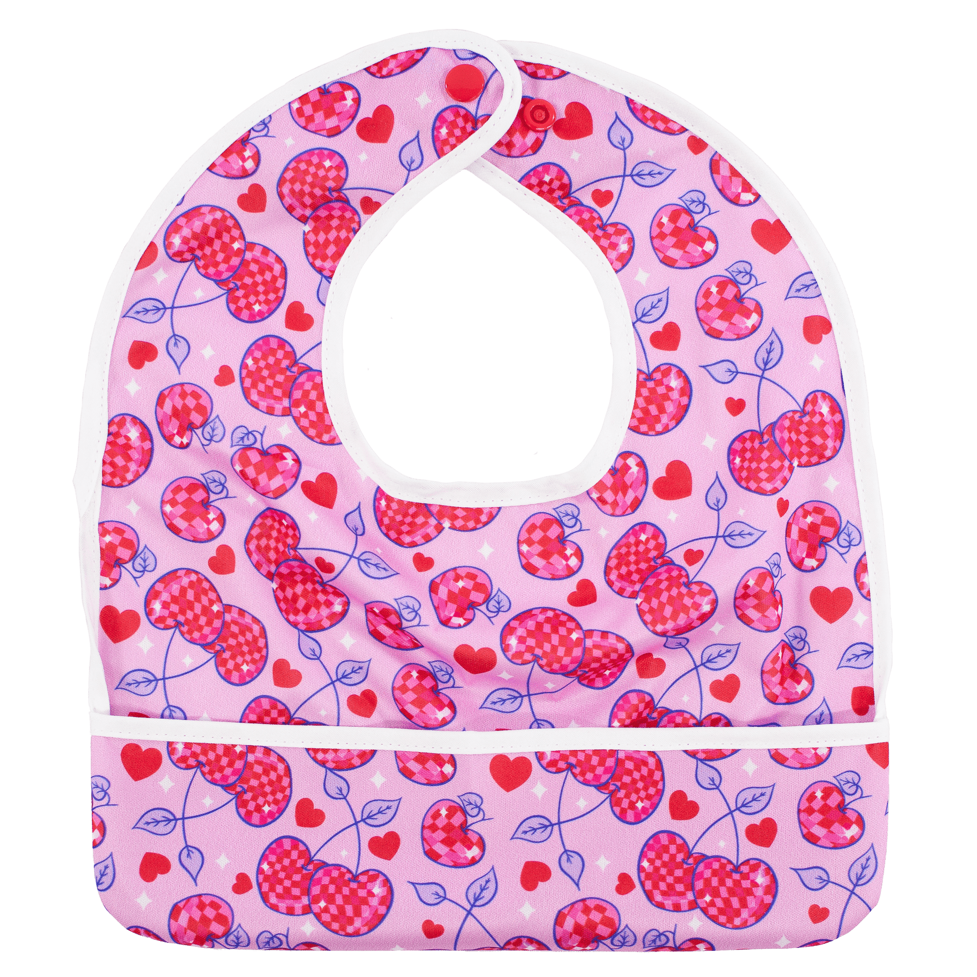Cherrylicious Flip Bib With Pocket For Food And Drool Machine Washable Water Resistant Texas Tushies