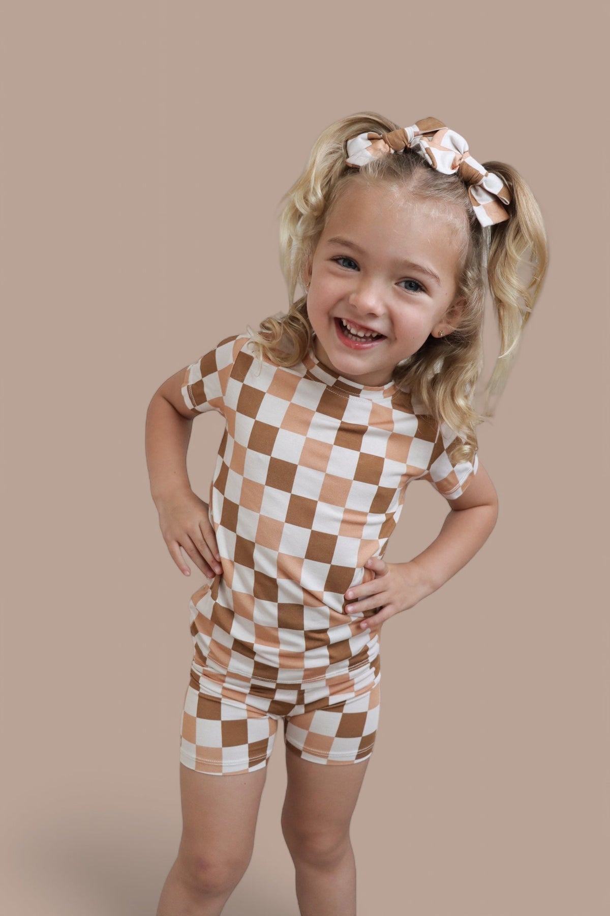 CHESTNUT CHECKERS DREAM BOW HAIR CLIPS - Baby & Toddler Clothing, Facial expression, Child, Blond, Brown hair | Everetts Place