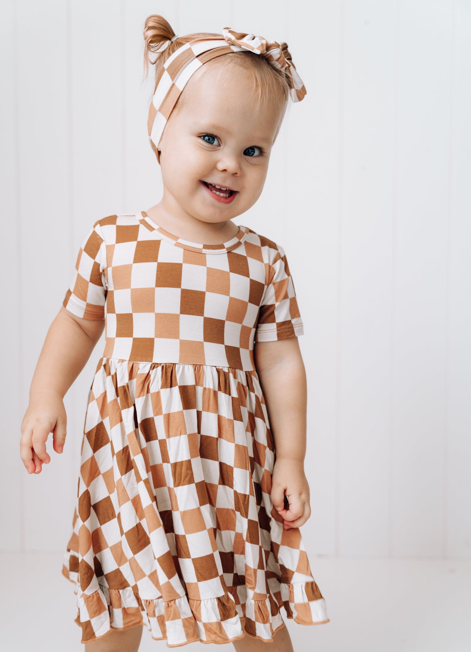 DREAM BIG LITTLE CO CHESTNUT CHECKERS DREAM RUFFLE DRESSEveretts Place