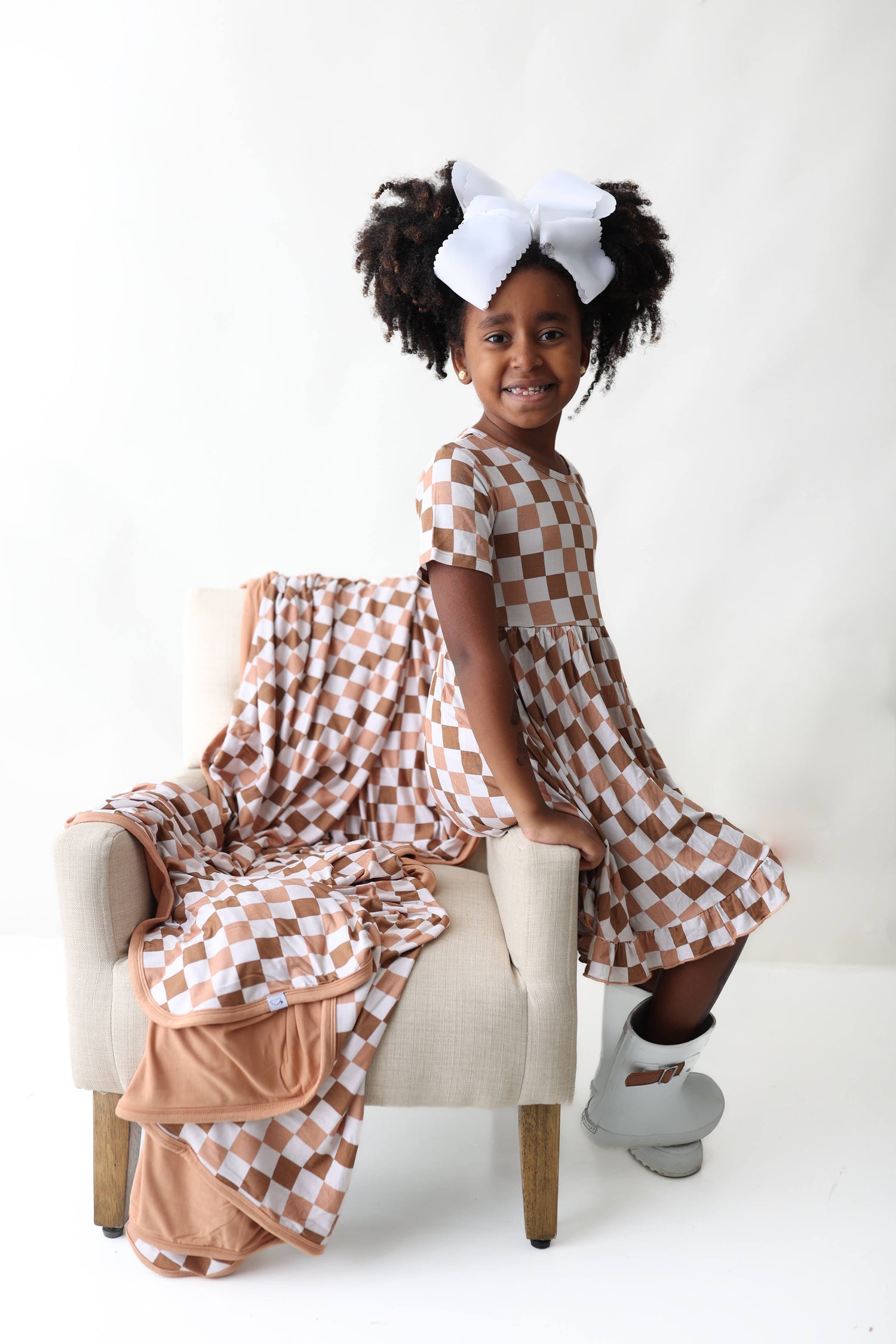 DREAM BIG LITTLE CO CHESTNUT CHECKERS DREAM RUFFLE DRESSEveretts Place