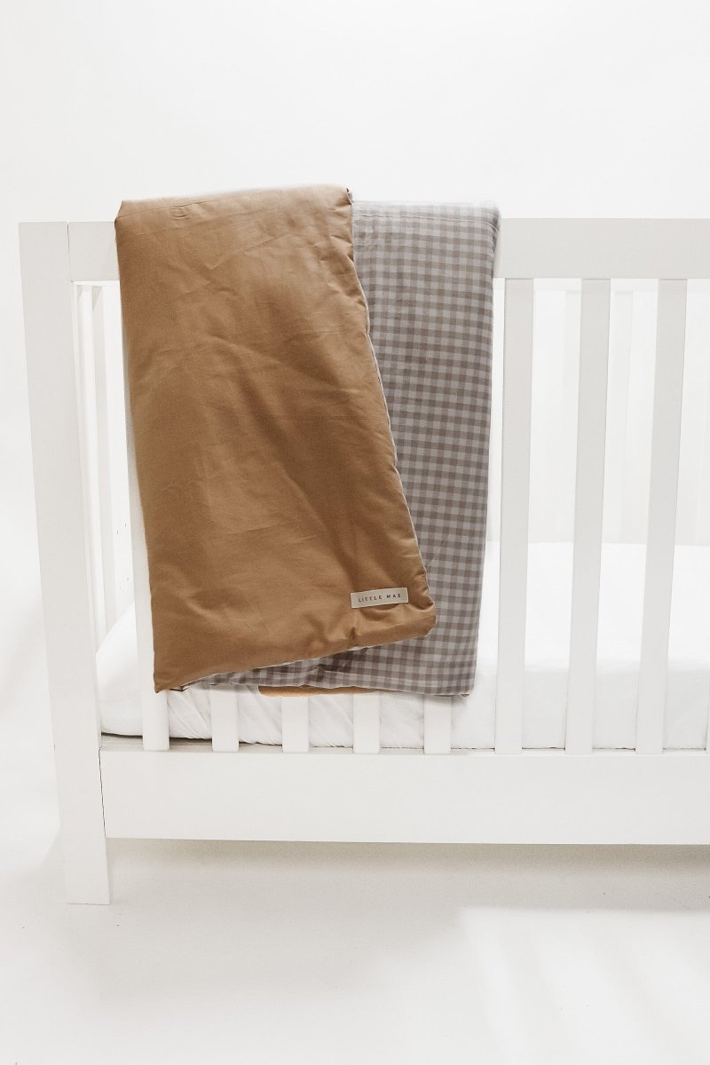 Little Mae & Co Chestnut Gingham Quilted Blanket For Toddlers Crib Bedding - Everetts Place Boutique - 