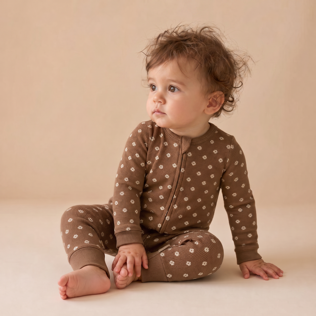 Organic 2-Way Zip Romper - Chestnut Bloom by Makemake Organics