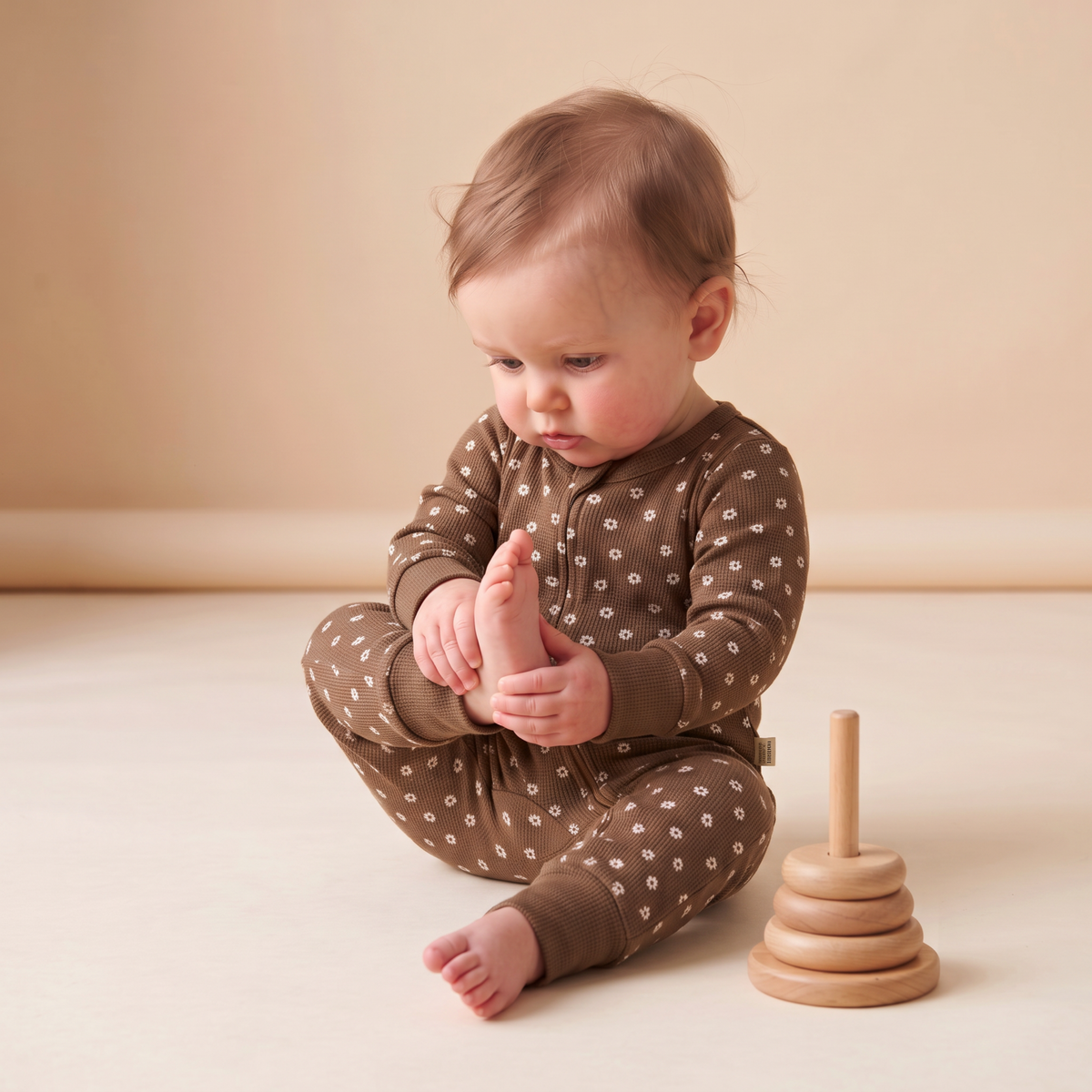 Organic 2-Way Zip Romper - Chestnut Bloom by Makemake Organics