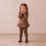 Organic Collar Peplum Top Set of 2 - Chestnut Bloom + Brown by Makemake Organics