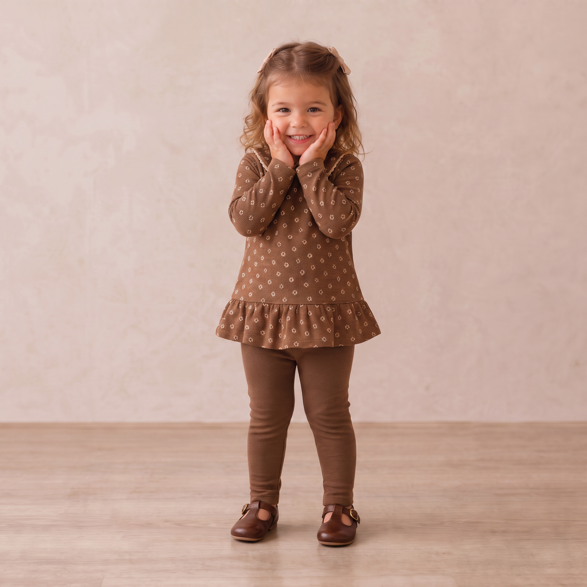 Organic Legging Set of 2 - Chestnut Bloom + Brown by Makemake Organics
