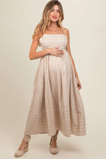 PinkBlush Chic Maternity Maxi Dress with Cutout Back for Stylish Moms - to - Be - 