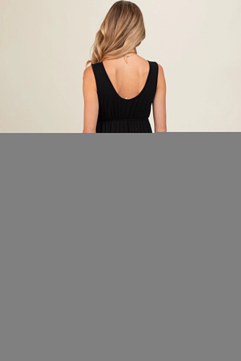 PinkBlush Chic Maternity Maxi Dress with Front Tie Cutout for Expecting Mothers - 