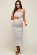 PinkBlush Chic Maternity Maxi Dress with Side Slit for Stylish Expecting Mothers - 