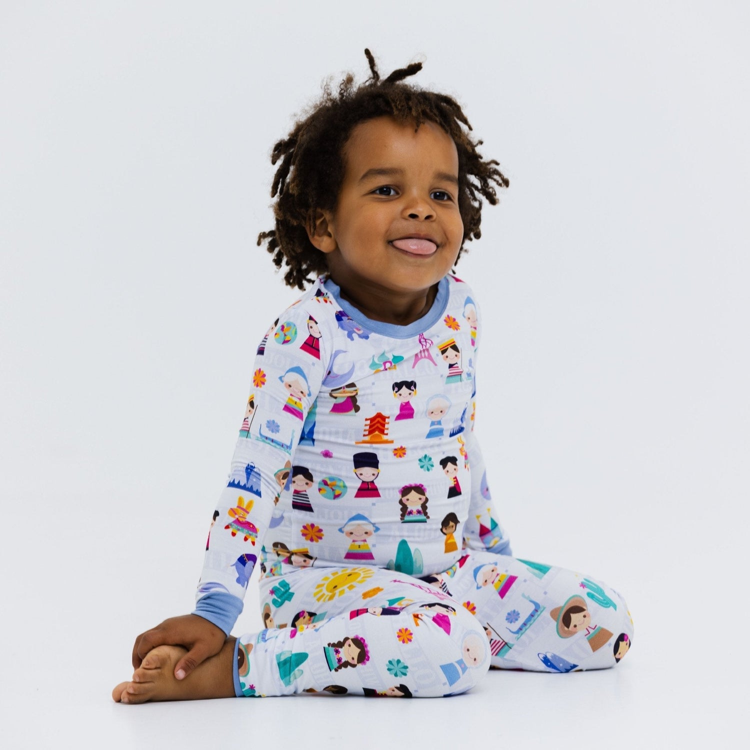 Bam & Stitch Children of the World Bamboo Long Sleeve Pajamas | Global Travel Set - 