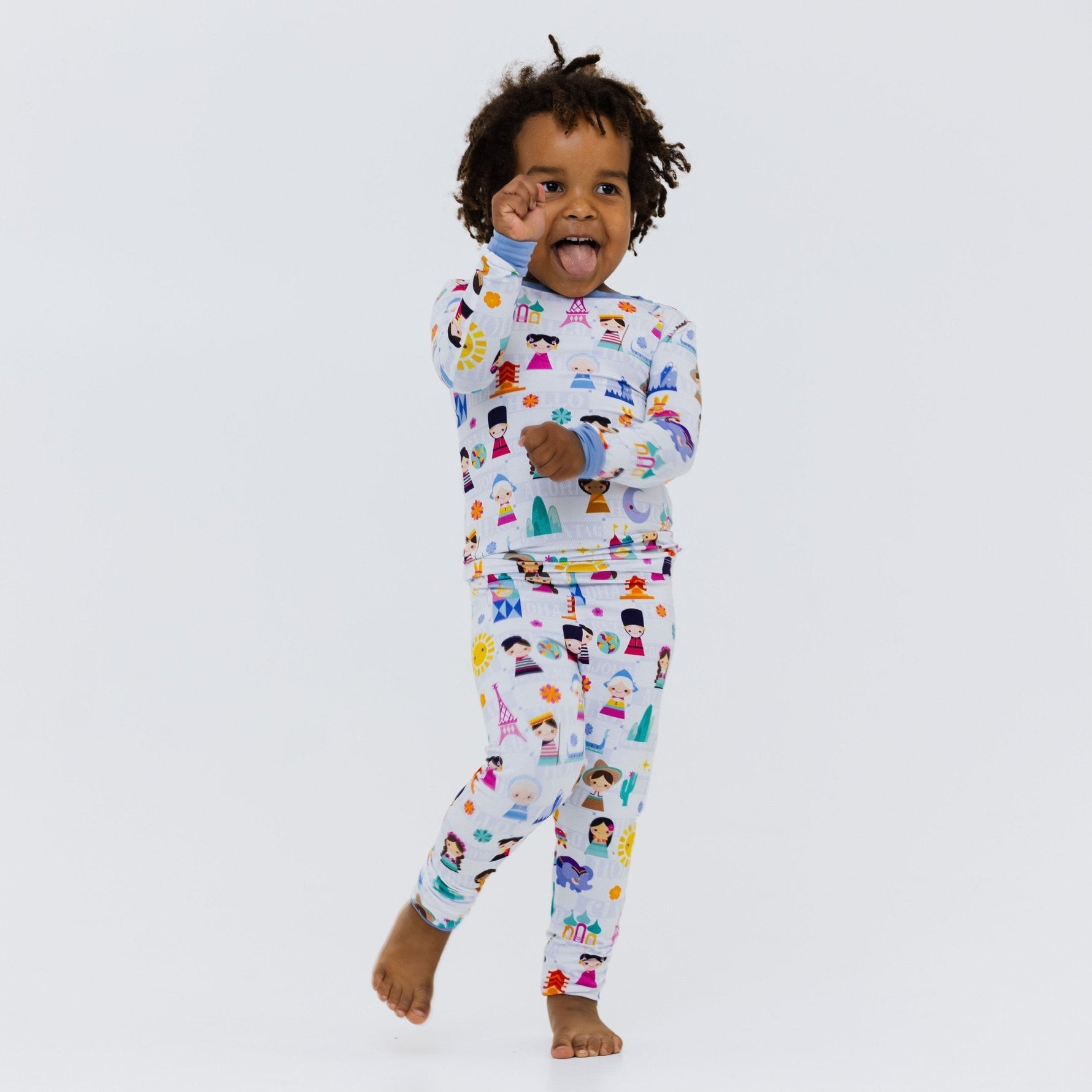 Bam & Stitch Children of the World Bamboo Long Sleeve Pajamas | Global Travel Set - 