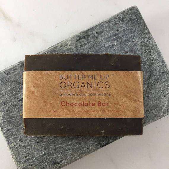 Organic Chocolate Shampoo Bar on slate, cruelty-free and handcrafted.