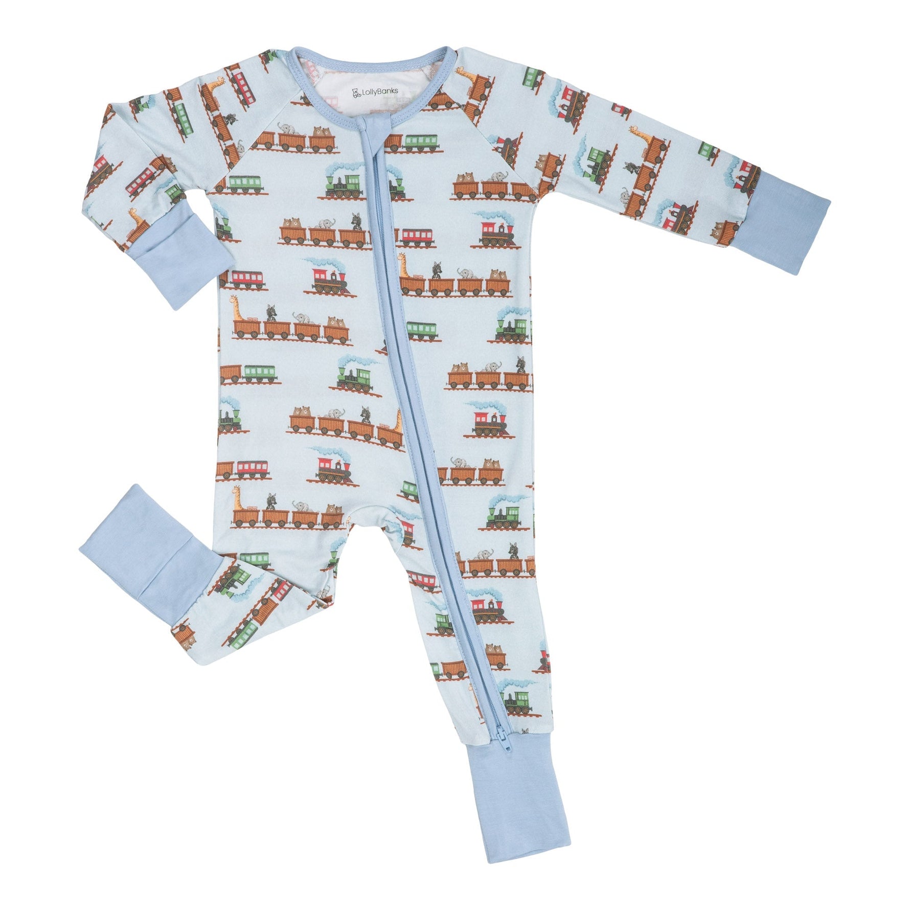 LollyBanks Choo Choo Crew Zipper One Piece PajamaEveretts Place