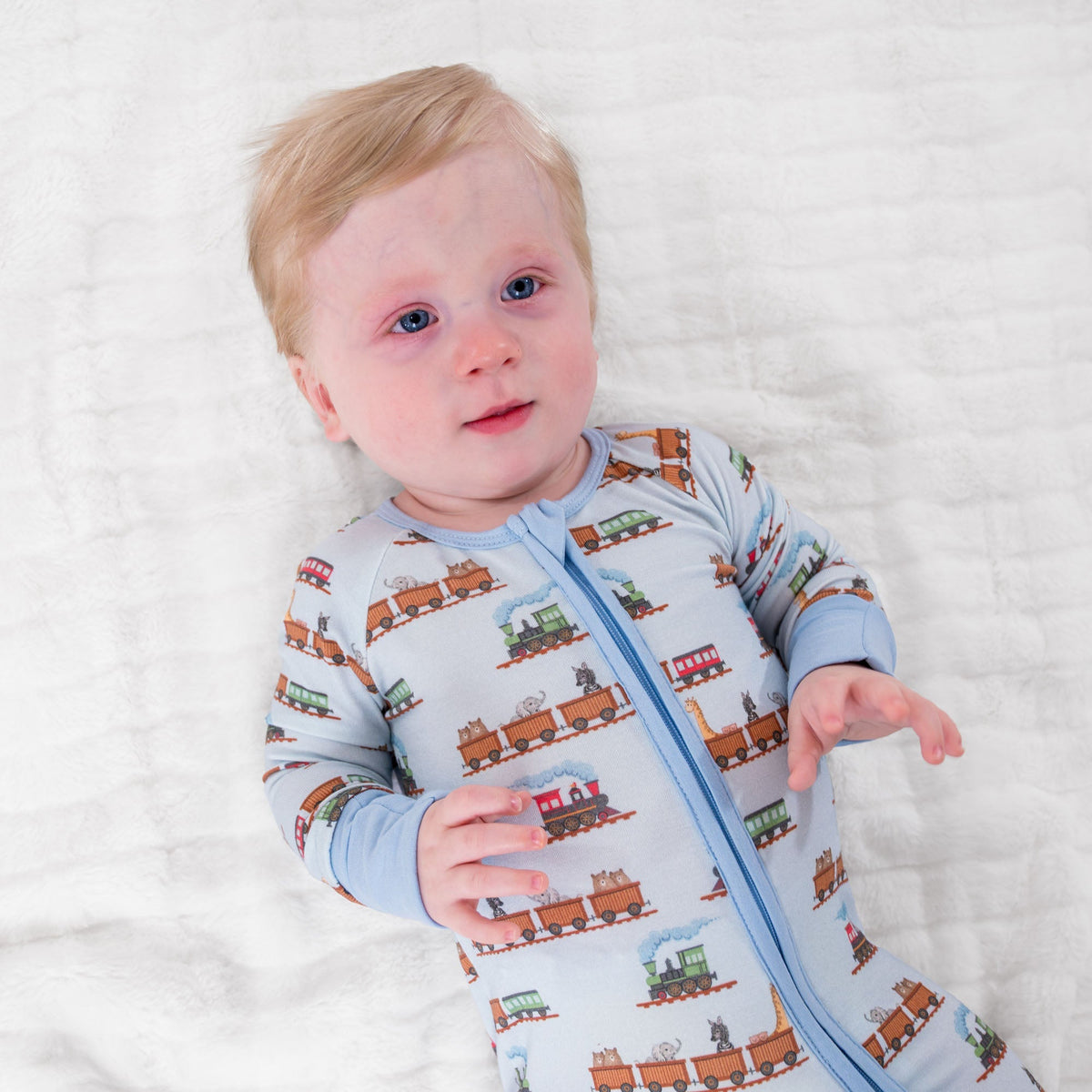 LollyBanks Choo Choo Crew Zipper One Piece PajamaEveretts Place