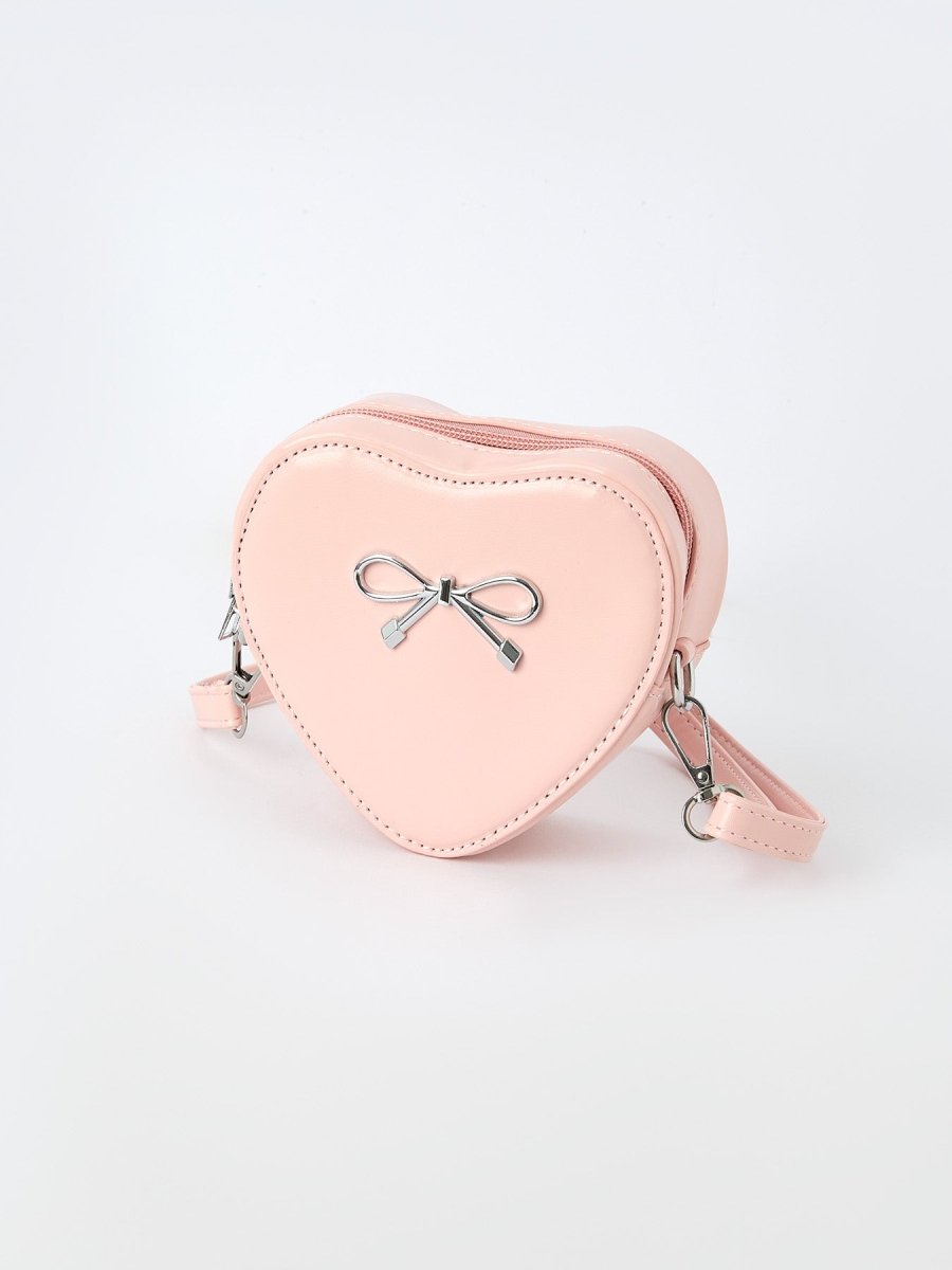 Rylee Faith Designs Christmas and Valentine's Sweet Heart - Shaped Crossbody Girls Bag with Bow - 