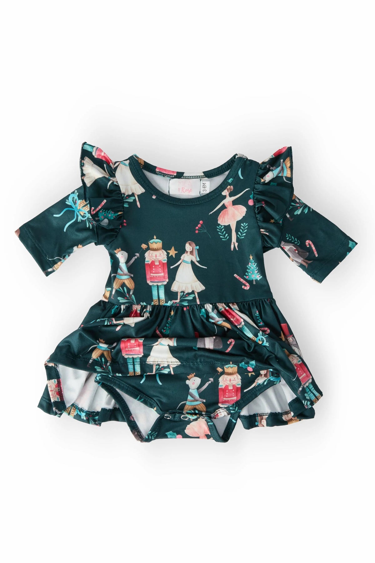 Mila & Rose ® Christmas Ballet Twirl Flutter Baby Bodysuit Snap Closure - 