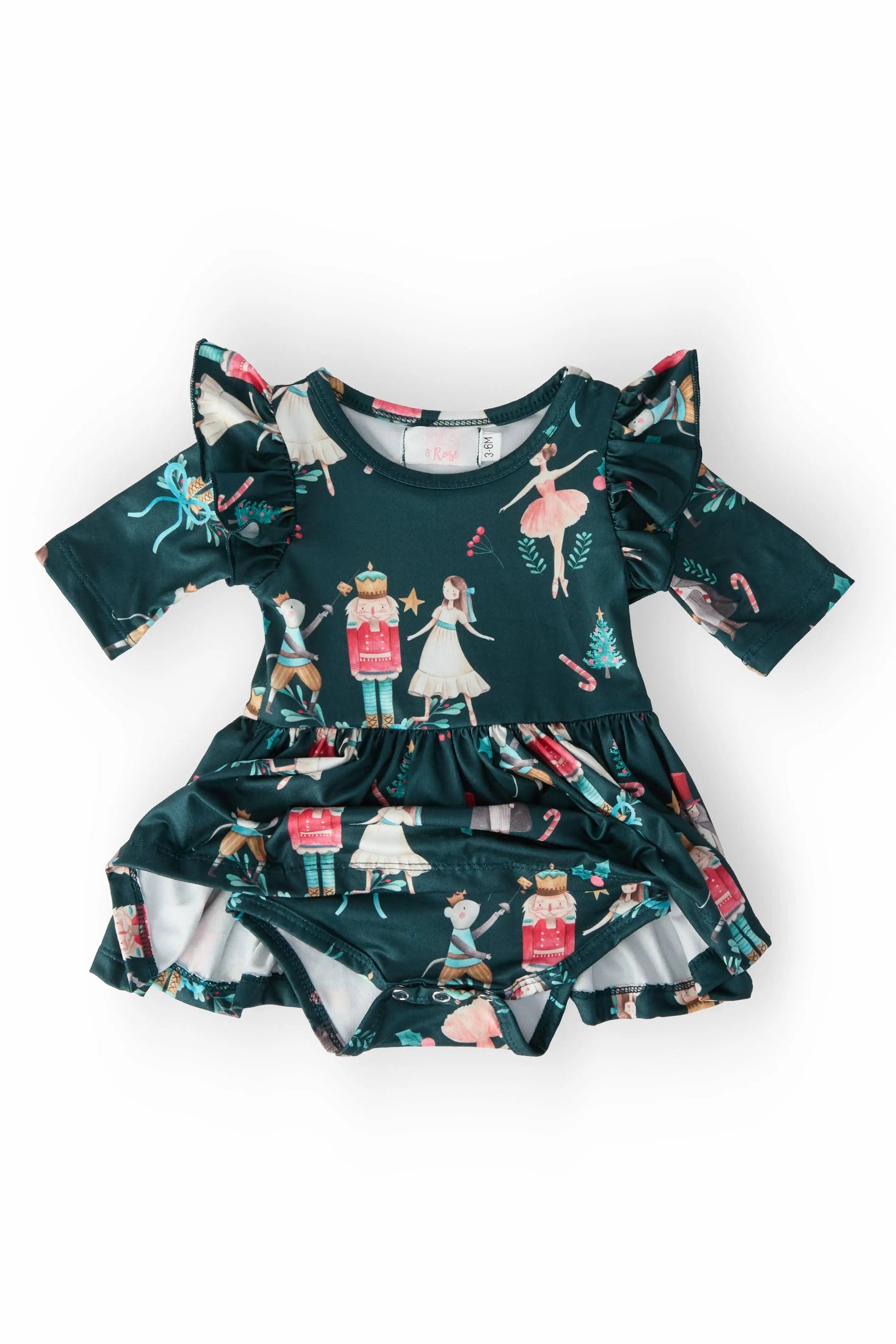 Mila & Rose ® Christmas Ballet Twirl Flutter Baby Bodysuit Snap Closure - 