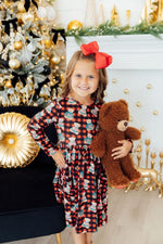 Mila & Rose ® Christmas Bears L/S Pocket Twirl Dress - 