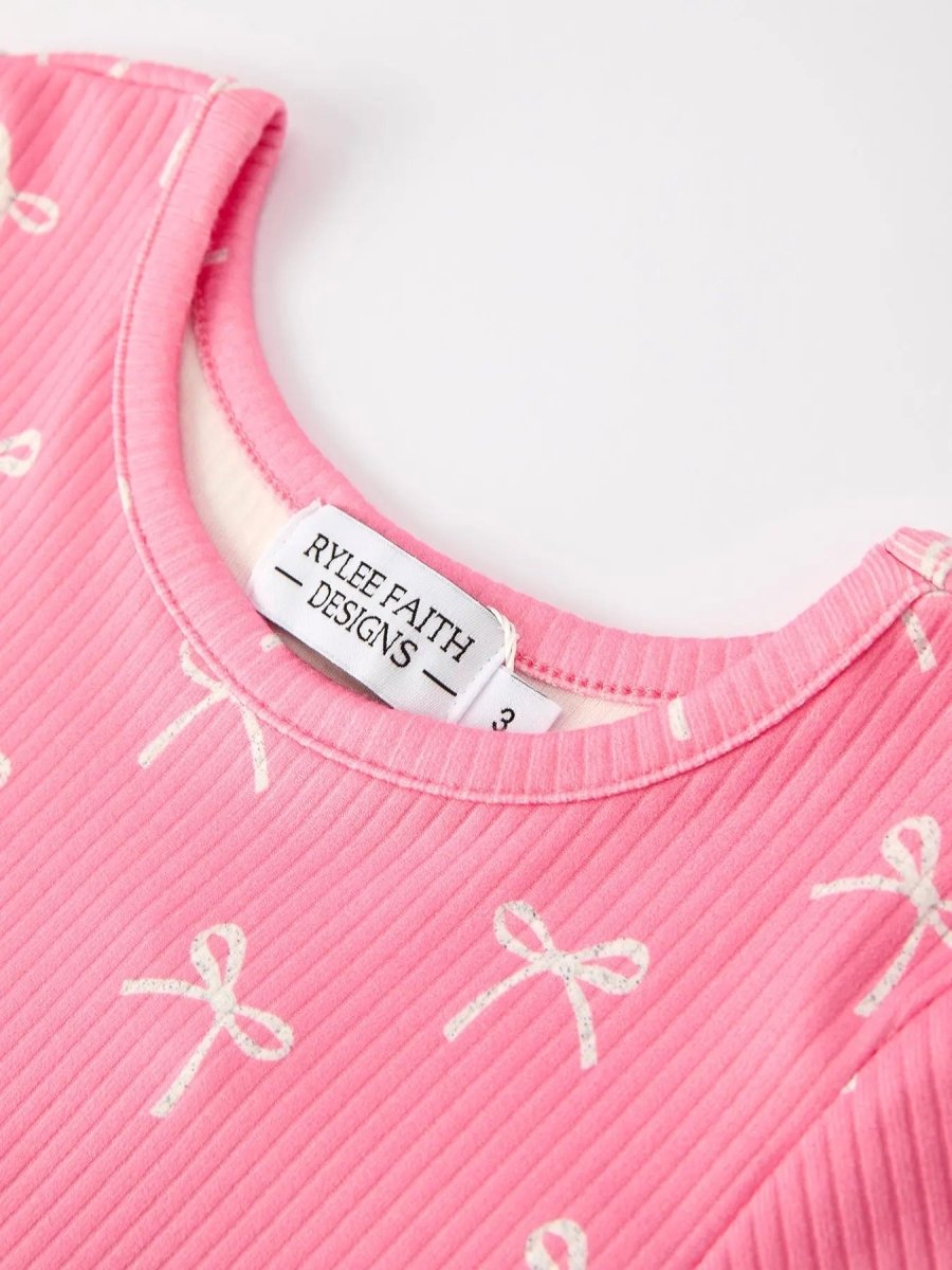 Rylee Faith Designs Christmas Bow Dress For Girls Festive Adorable Style - Everetts Place Boutique - 