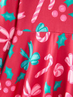 Rylee Faith Designs Christmas Candy Cane Bow Print Girls Dress Rylee Faith - Everetts Place Boutique - 