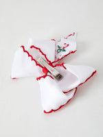 Rylee Faith Designs Christmas Candy Cane Embroidered Bow Hair Clip - Everetts Place Boutique - 