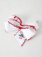 Rylee Faith Designs Christmas Candy Cane Embroidered Bow Hair Clip - Everetts Place Boutique - 