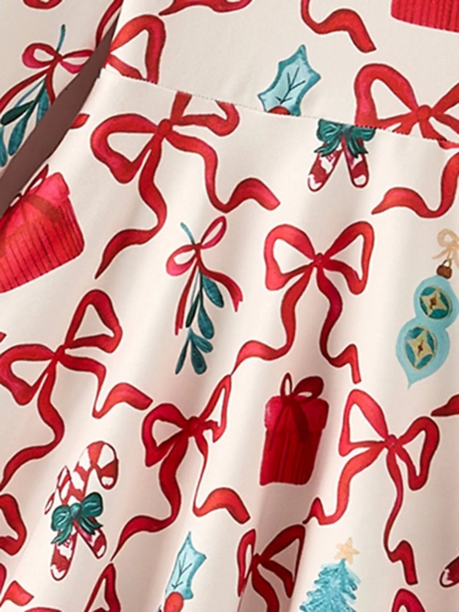 Rylee Faith Designs Christmas Candy Cane Gift Print Girls Dress - Everetts Place Boutique - 