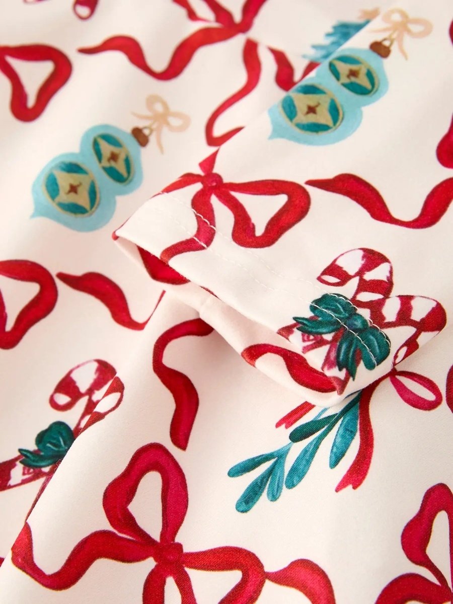 Rylee Faith Designs Christmas Candy Cane Gift Print Girls Dress - Everetts Place Boutique - 