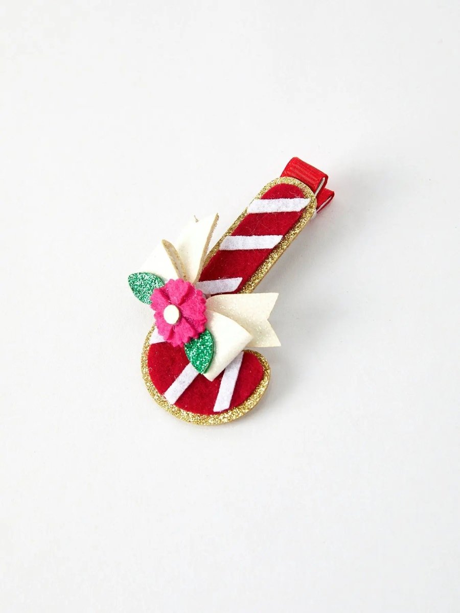 Rylee Faith Designs Christmas Candy Cane Girls Hair Clip Holiday Accessory for Kids - Everetts Place Boutique - 
